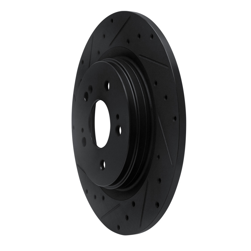 Honda Odyssey Brake Rotor (1) - Rear Left - R1 Concepts - Drilled & Slotted - Black - `18-`25